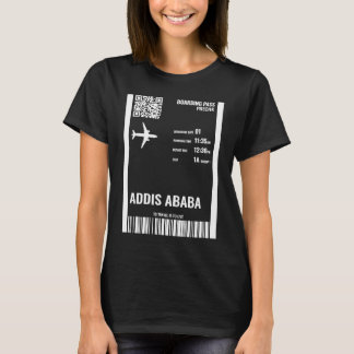 Addis Abeba Äthiopia Boarding Pass Airline Ticket T-Shirt