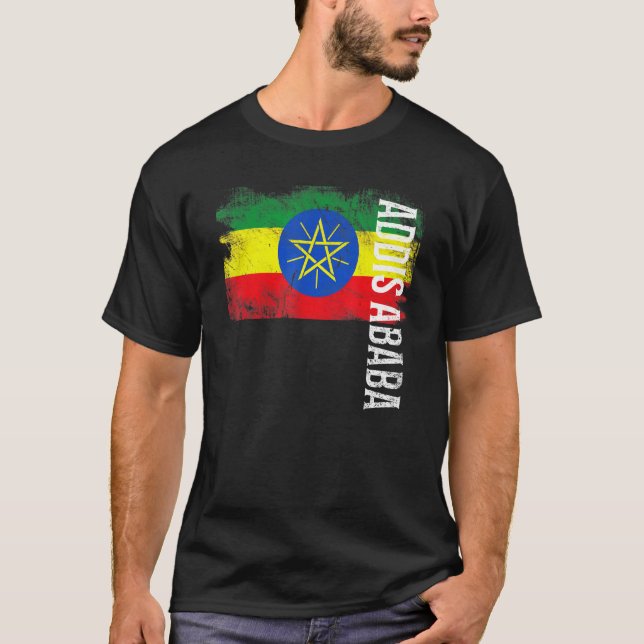 Addis Abeba Äthiopien Flag für Äthiopier Männer Fr T-Shirt (Vorderseite)