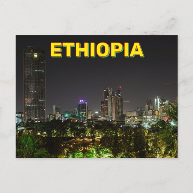 Addis Abeba, Äthiopien in der Nacht Postkarte (Vorderseite)