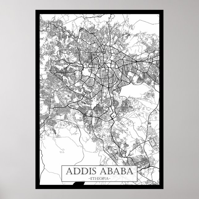 Addis Abeba Äthiopien Karte Poster (Vorne)