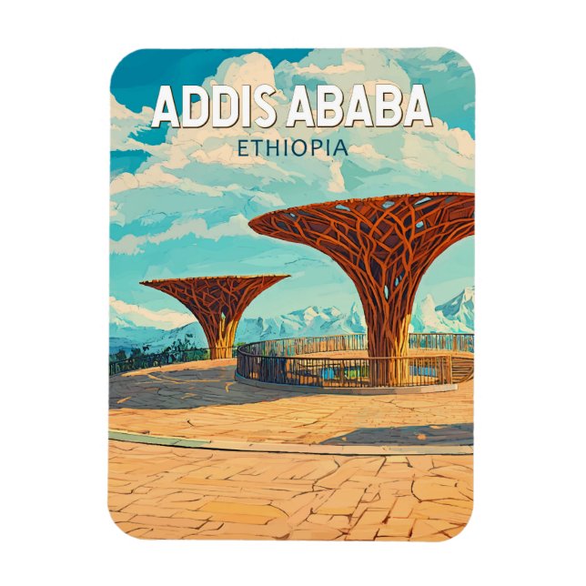 Addis Abeba Äthiopien Reise Kunst Vintage Magnet (Vertikal)
