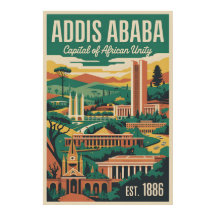 Addis Abeba Äthiopien Retro-Reiseposter-Kunst