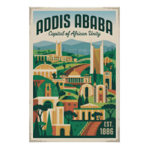 Addis Abeba Äthiopien Retro-Reiseposter-Kunst