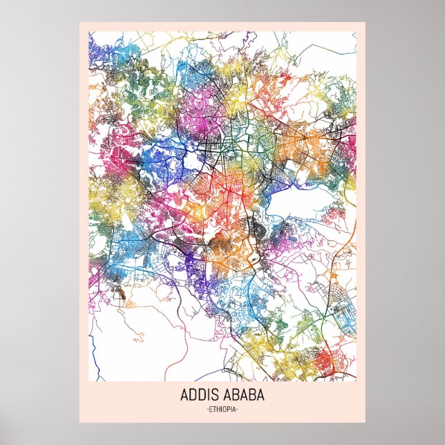 Addis Abeba Äthiopien Stadtplan Poster (Vorne)