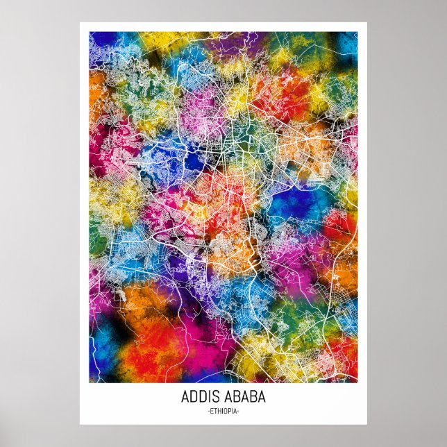 Addis Abeba Äthiopien Stadtplan Poster (Vorne)