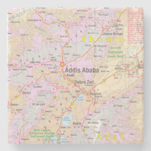 Addis Abeba und Zentraläthiopien Vintage-Karte Steinuntersetzer