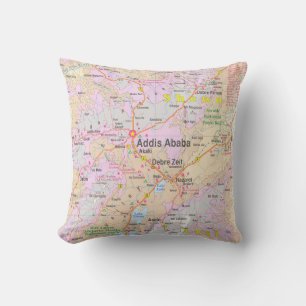 Addis Abeba & Zentraläthiopien Vintage-Karte Kissen