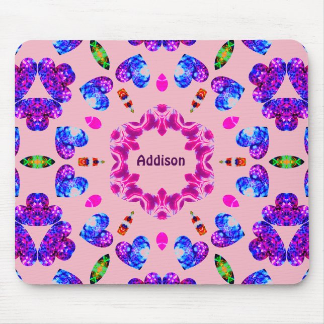 ADDISON~ Glittering Herzmuster ~ Personalisiert ~ Mousepad (Vorne)