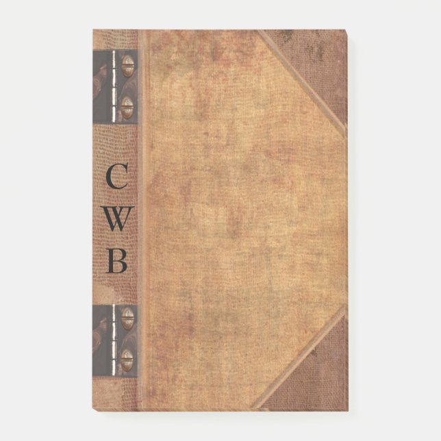 Addison Old Book Cool Monogram Post-it Klebezettel (Vorderseite)