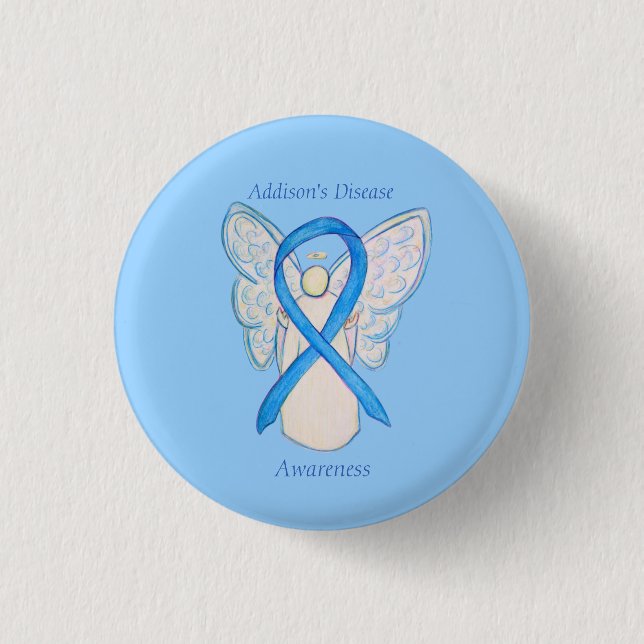 Addison's Disease Awareness Angel Ribbon Art Butto Button (Vorderseite)