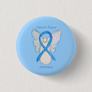 Addison's Disease Awareness Angel Ribbon Art Butto Button
