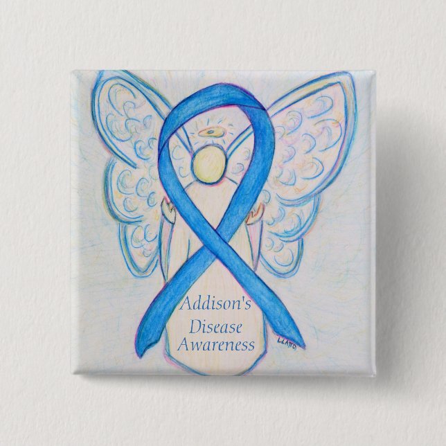 Addison's Disease Awareness Angel Ribbon Art Butto Button (Vorderseite)