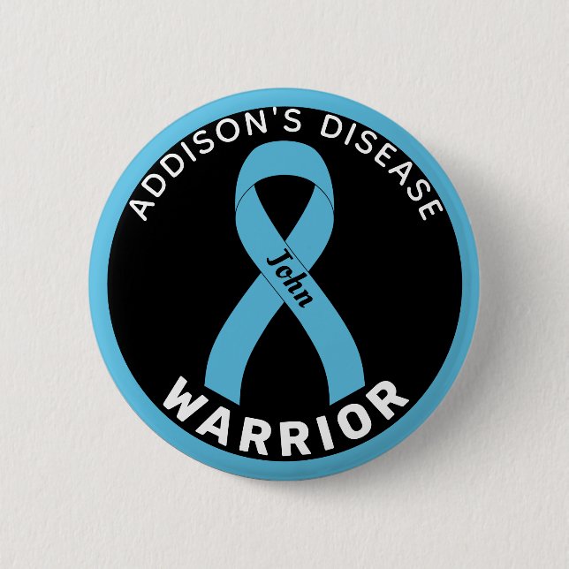 Addison's Disease Warrior Ribbon Black Button (Vorderseite)