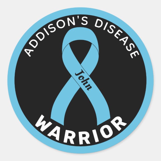 Addison's Disease Warrior Ribbon Black Runder Aufkleber (Vorderseite)