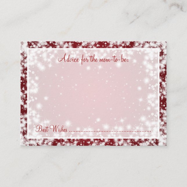 Addon Card Baby Dusche Winter Sparkle Rot Hinweiskarte (Vorderseite)