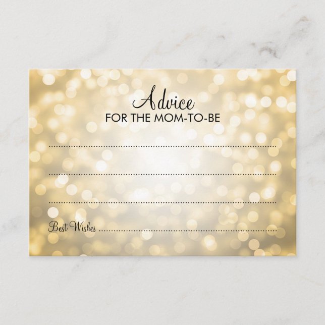 Addon Card Baby Shower Gold Glitzer Lights Hinweiskarte (Vorderseite)