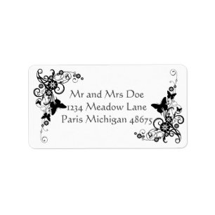 Address Labels/Butterflies, Flowers and Swirls Adressaufkleber