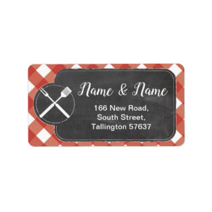 Address Labels Red gingham GRILLEN Chalk Adressaufkleber