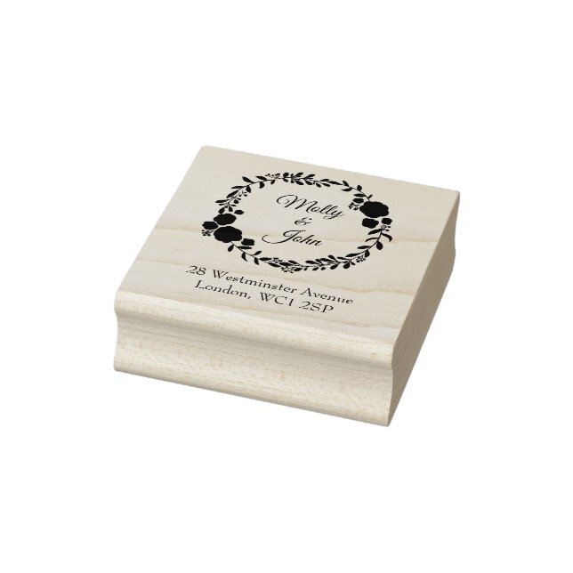 Address Rustic Monogram Wreath Custom Wedding Gummistempel (Stempel)