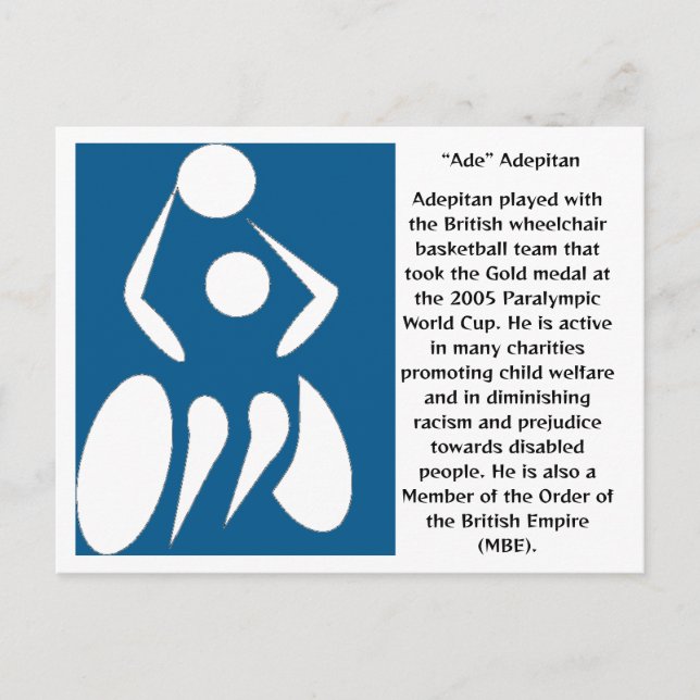 "Ade" Adepitan, Rollstuhl-Basketballspieler Postkarte (Vorderseite)
