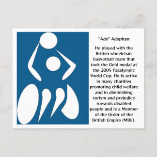 "Ade" Adepitan, Rollstuhl-Basketballspieler Postkarte