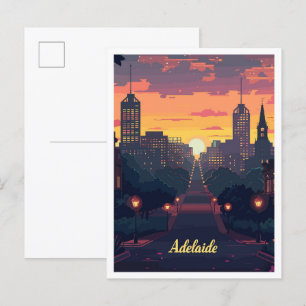 Adelaide Australia Art Vintage Travel Illustration Postkarte