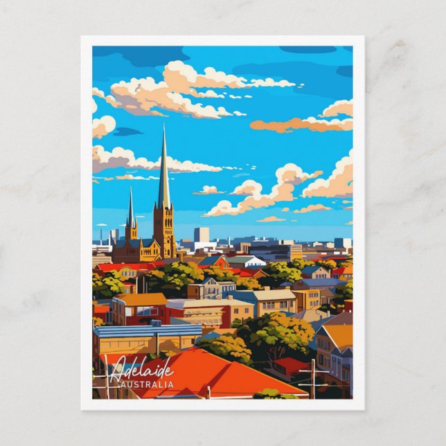 Adelaide Australia Artwork Travel Illustration Postkarte (Vorderseite)