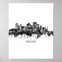 Adelaide Australia Skyline BW