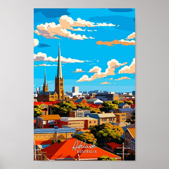 Adelaide Australia Vintage Illustration Poster (Vorne)