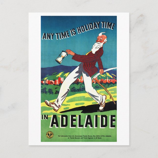 Adelaide Australia Vintage Travel Poster restaurie Postkarte (Vorderseite)