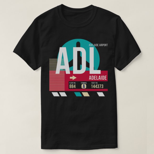 Adelaide Australien ADL Flughafen-Code Gepäckanhän T-Shirt (Design vorne)