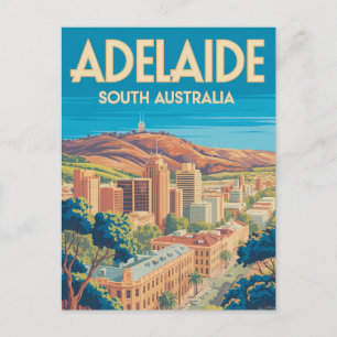 Adelaide Australien Illustration Reise Kunst Vinta Postkarte