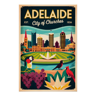Adelaide Australien Retro-Reiseposter-Kunst Poster