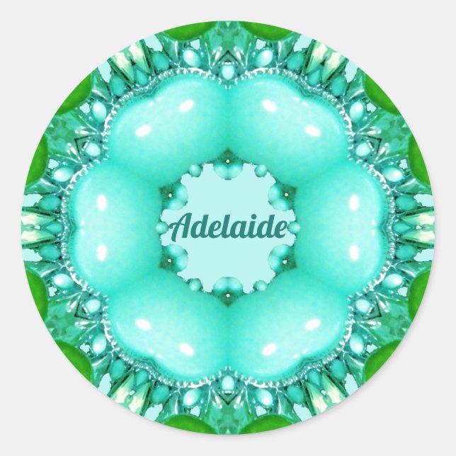 ADELAIDE ~ Helles Abstraktes Fraktal Muster ~ Runder Aufkleber (Vorderseite)