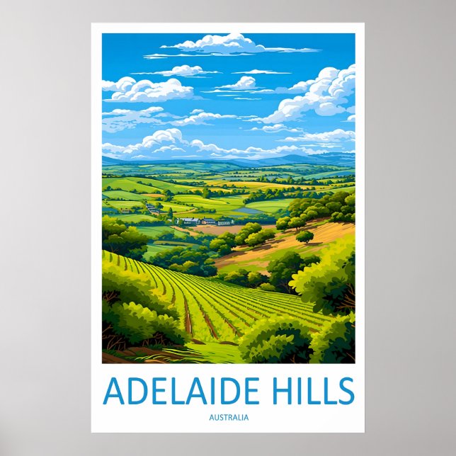 Adelaide Hills Park Reise Vintage Poster Ski (Vorne)