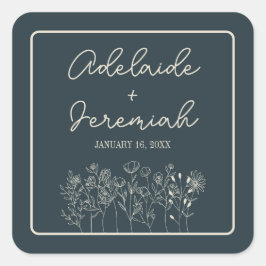 Adelaide | Kurierte Farben | Hochzeit Quadratischer Aufkleber