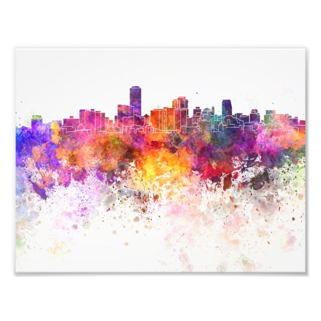 Adelaide skyline im Watercolor background Fotodruck (Vorne)