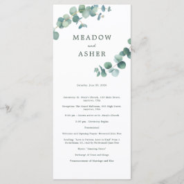 Adelaide Watercolor Eukalyptus Wedding Program Programm