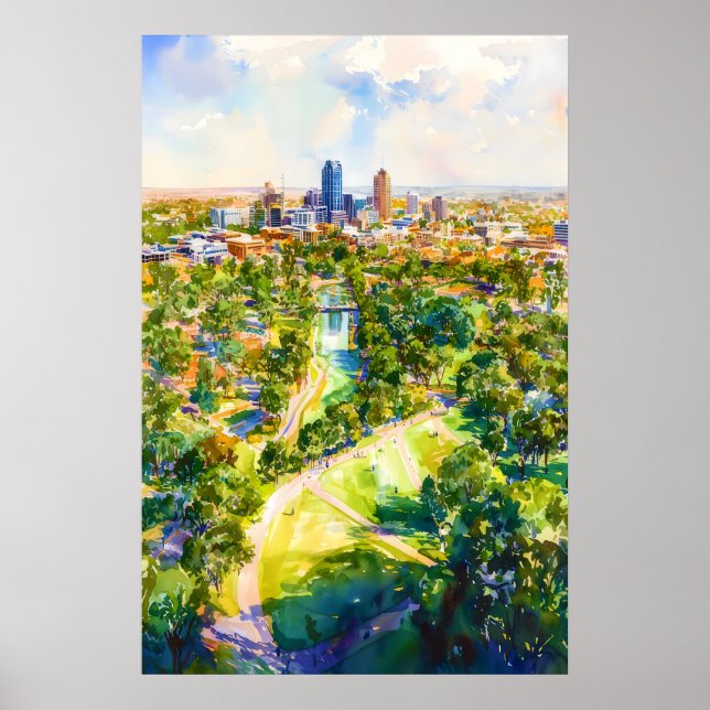 Adelaide Watercolor Poster Wall Art Adelaide Wall (Vorne)