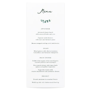 Adelaide Wedding Dinner Menu Menükarte