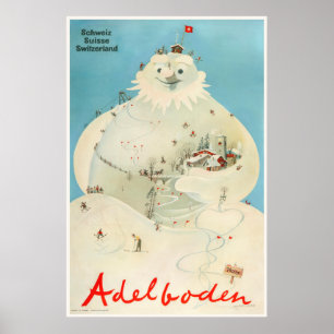 Adelboden, Schweiz, Skifahrplakat Poster
