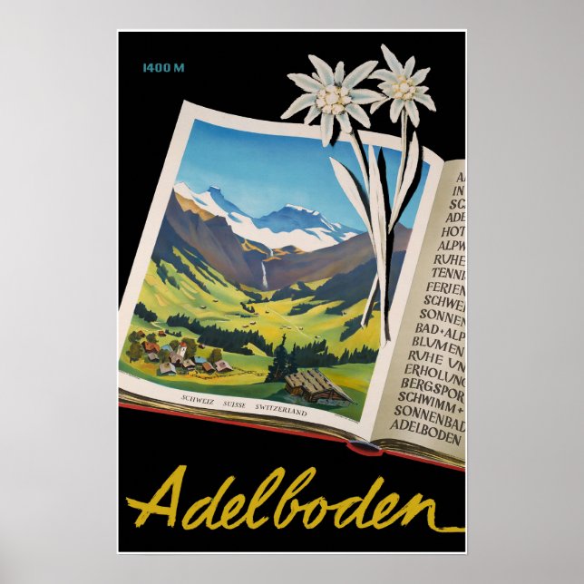 Adelboden, Schweiz, Skifahrplakat Poster (Vorne)