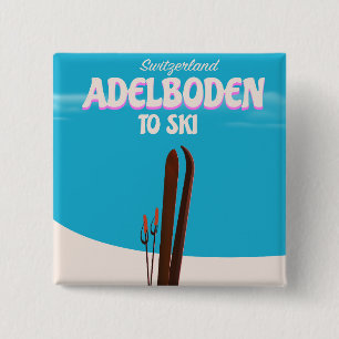 Adelboden Schweiz Skireiseplakat Button