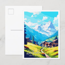 Adelboden Schweiz Vintage Reise Illustration Postkarte