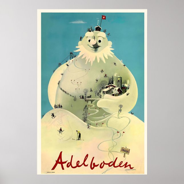 Adelboden Schweizer Schweiz Berner Skigebiet Winte Poster (Vorne)