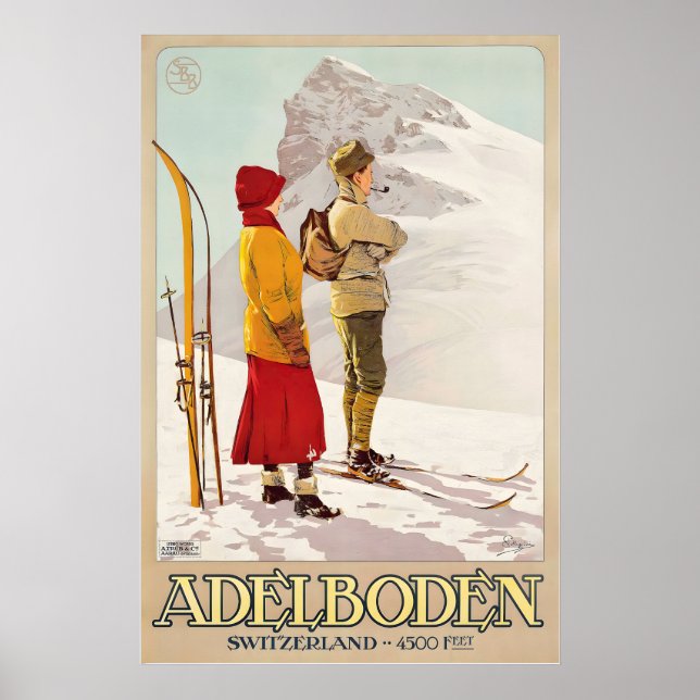 Adelboden Schweizer Schweiz Berner Skigebiet Winte Poster (Vorne)