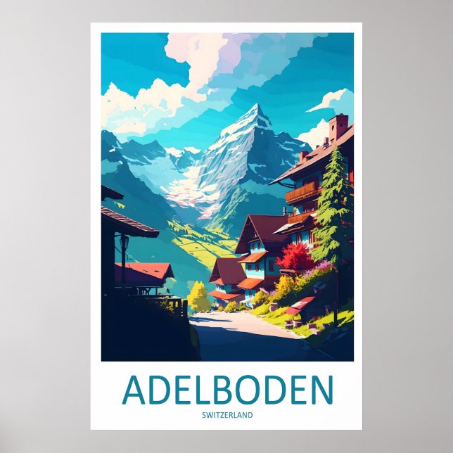 Adelboden Vintage Travel Poster Ski National Park (Vorne)