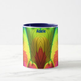 ADELE ~ 3D-Fraktal ~ Rosa, Gelb und Blau Tasse