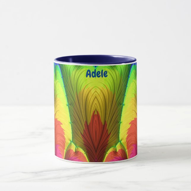 ADELE ~ 3D-Fraktal ~ Rosa, Gelb und Blau Tasse (Zentrum)