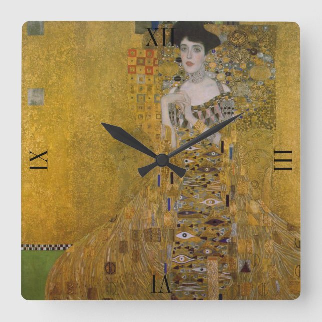 Adele Bloch Bauer durch Gustav Klimt Quadratische Wanduhr (Vorderseite)